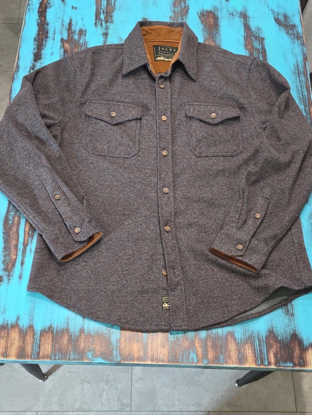 Jachs NY Men's Casual Button-Down Shirt Jacket - Brown Heather